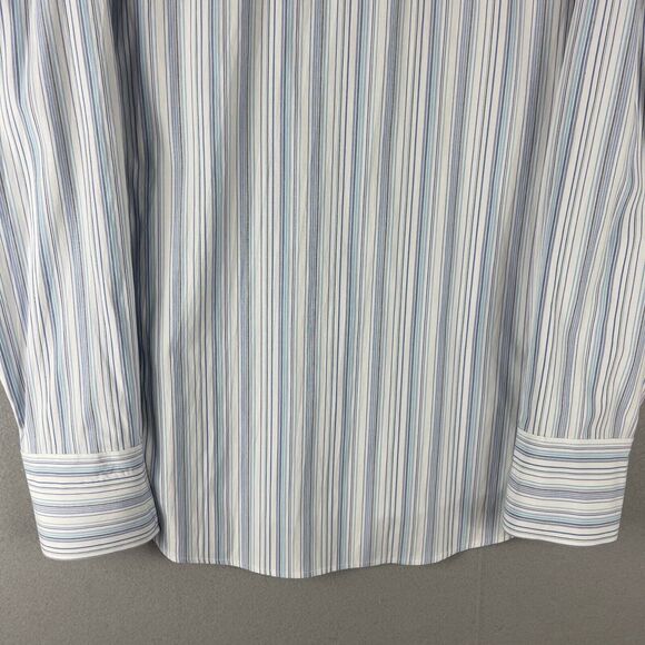 7 Diamonds Embroidered Shirt Mens XXL Blue Stripe Button Up Long Sleeve Stretch - Picture 14 of 16